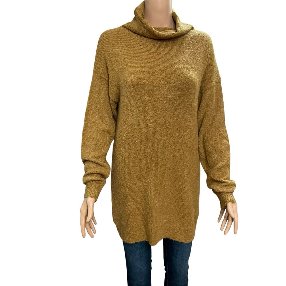 BP Tunic Sweater XS Cowl Neck Camel Brown Minimalist Classic Long Sleeve Casual
